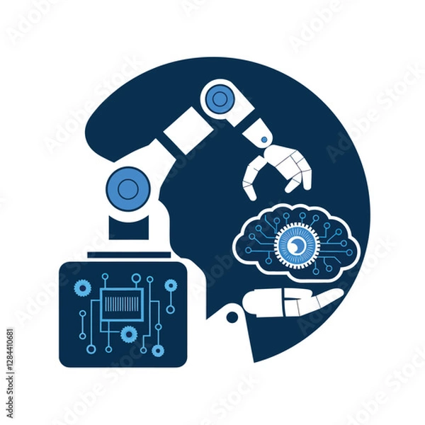 Obraz vector Artificial Intelligence model Robot  with ai info-graph design help in business
