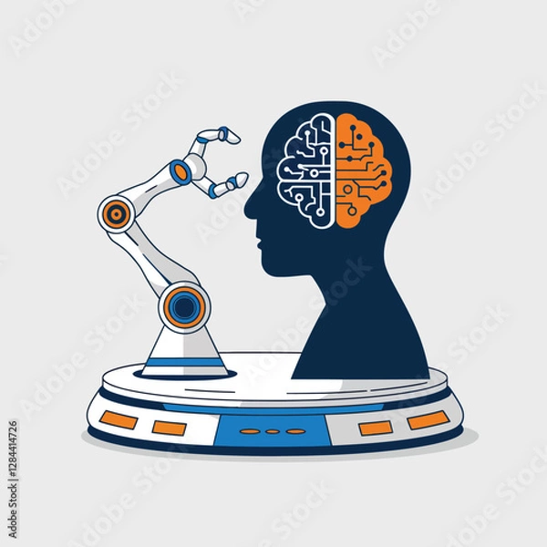 Obraz vector Artificial Intelligence model Robot  with ai info-graph design help in business
