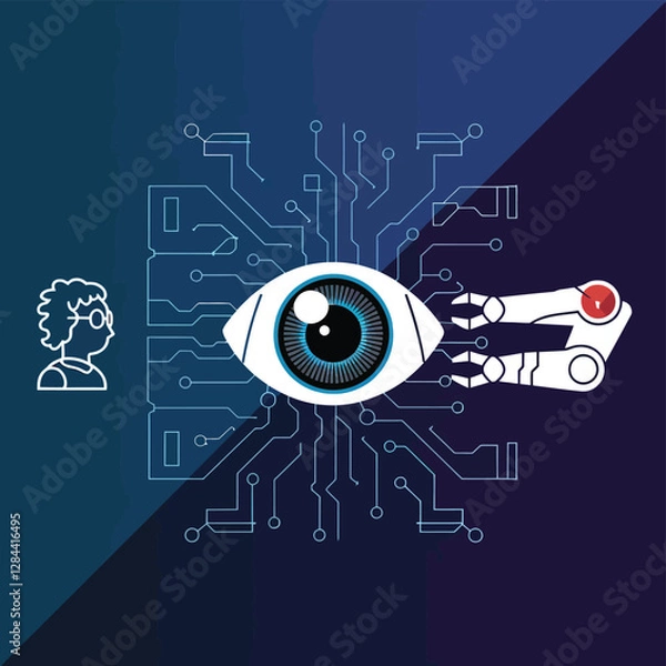 Obraz vector Artificial Intelligence model Robot  with ai info-graph design help in business
