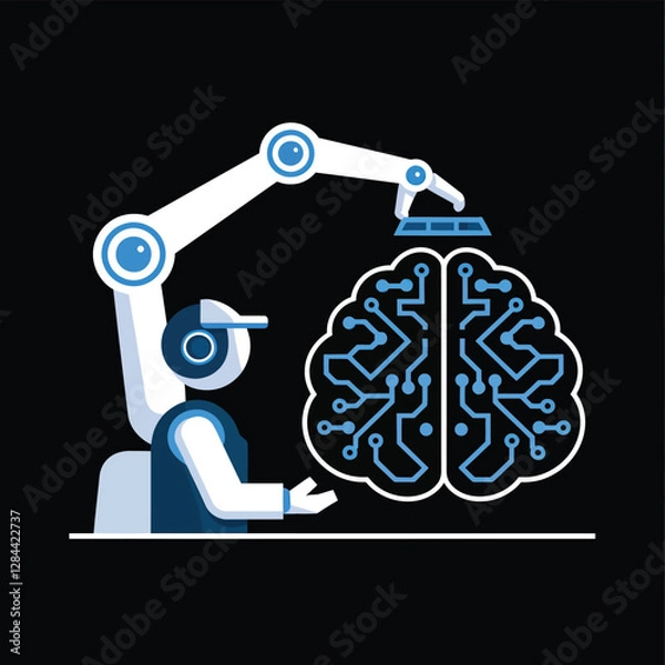 Obraz vector Artificial Intelligence model Robot  with ai info-graph design help in business
