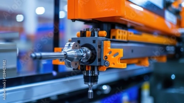 Fototapeta Factory operation plastic injection molding machine automation close-up