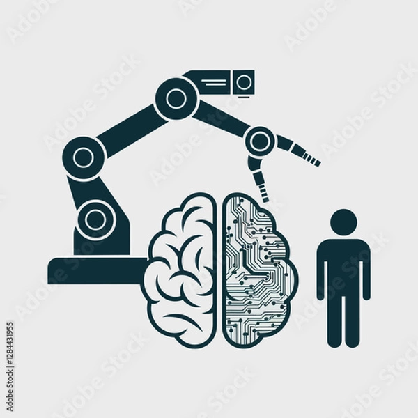 Obraz vector Artificial Intelligence model Robot  with ai info-graph design help in business
