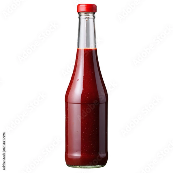 Fototapeta Bottle of red sauce isolated on transparent background