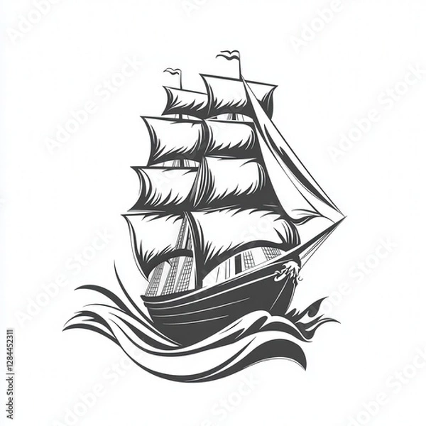 Fototapeta Design of ship icon logo illustration isolated on white background