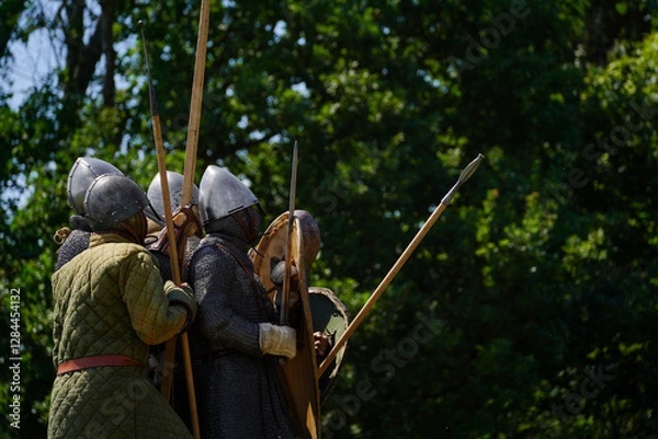 Fototapeta Conquering a hillfort in early middle ages.