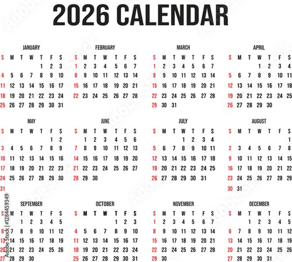 Fototapeta 2025 wall calendar design