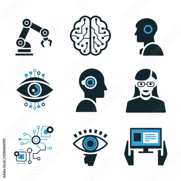 Obraz vector Artificial Intelligence model Robot  with ai info-graph design help in business
