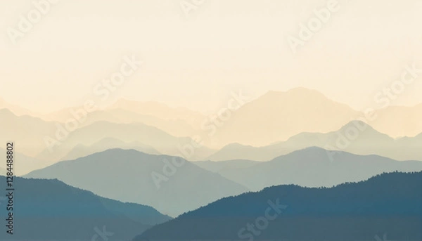 Obraz Misty mountain ridges fading into calm atmosphere, serene landscape, esoteric