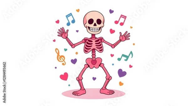 Fototapeta The joyful dance of the skeleton