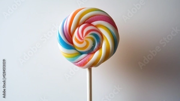 Fototapeta Colorful swirl lollipop on white background