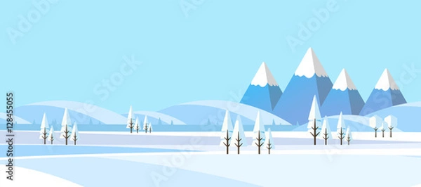 Obraz Winter Landscape Background. Flat Vector Illustration


