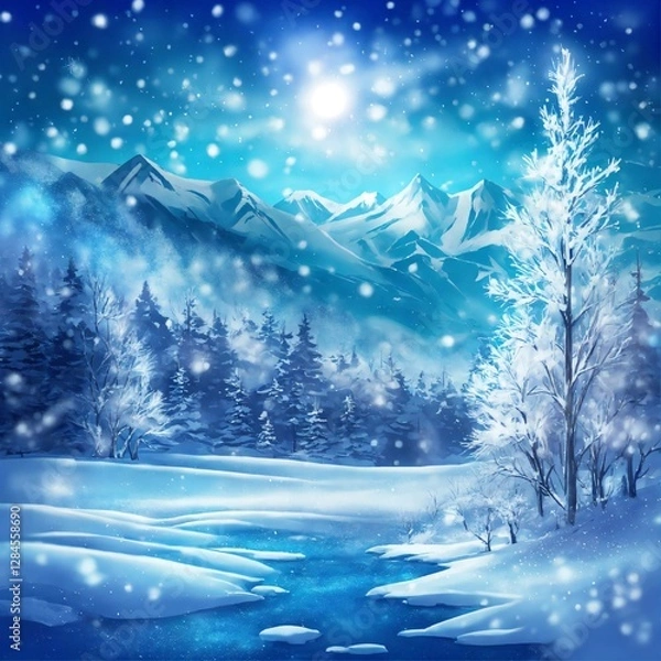 Fototapeta winter landscape with trees and snow