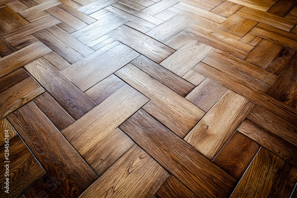 Obraz Seamless light brown wood parquet flooring with herringbone pattern for interior design --ar 3:2 - Image #2 @Celeste