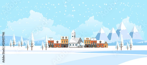 Obraz Winter Abstract Landscape Background. Flat Vector Illustration.