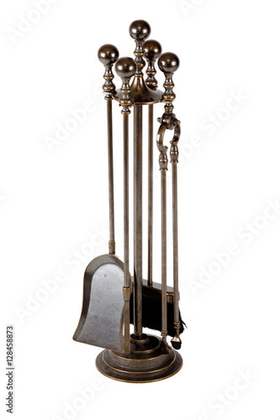 Obraz fireplace tools on white background