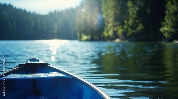 Fototapeta Tranquil Moment on a Clear Lake Surrounded by Enchanting Forest and Serene Nature : Generative AI