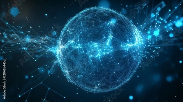 Fototapeta Abstract digital globe, network, future technology, conceptual image, possible use in tech presentations