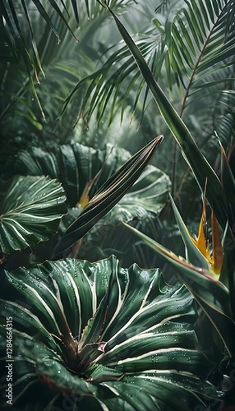 Fototapeta Vibrant Tropical Foliage Showcasing Textures And Patterns