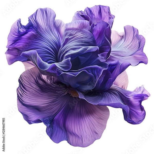Fototapeta Striking Purple Iris with Tall Petals Isolated on Transparent Background