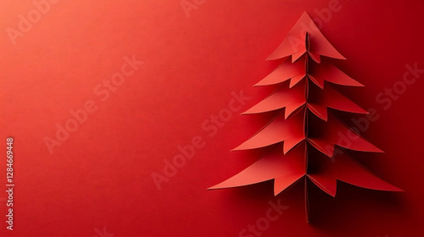 Obraz red christmas tree on red background