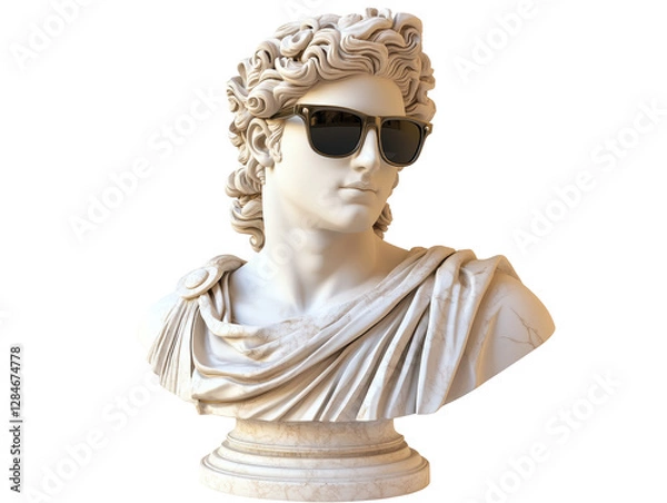Obraz Isolated Bust of Apollo with Stylish Sunglasses