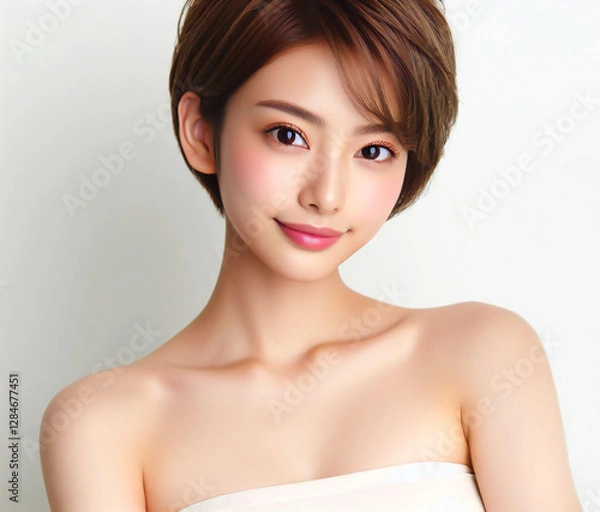 Fototapeta 白いチューブトップの美女