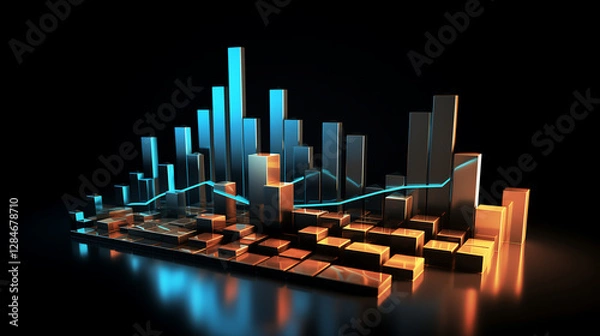 Fototapeta Futuristic 3D Financial Data Visualization