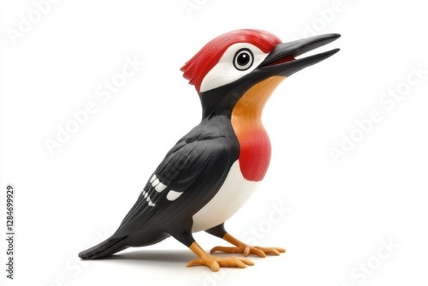 Fototapeta 3D Woodpecker Isolated and White Background