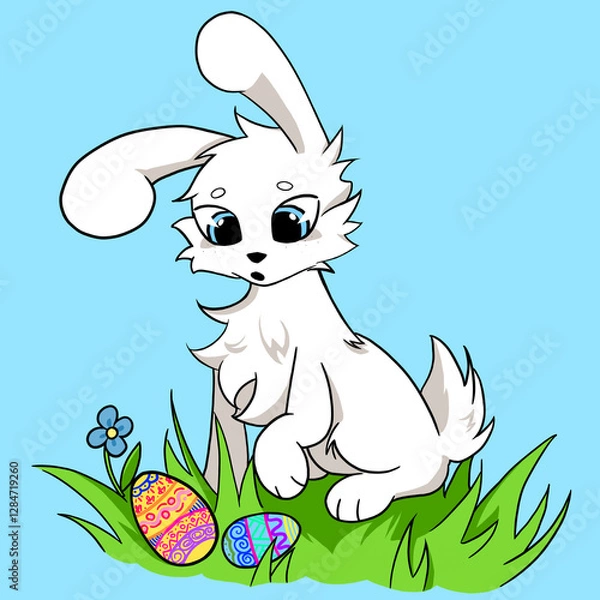 Obraz Easter bunny sitting on the grass