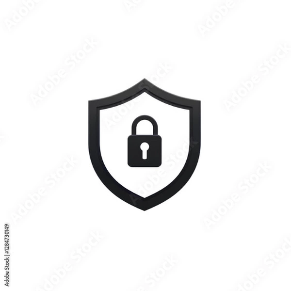 Obraz shield with lock symbol, security emblem, high quality png isolated on transparent background