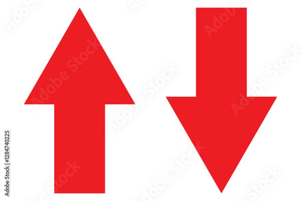 Obraz Up and down arrow icon with green and red circles. vector illustration.