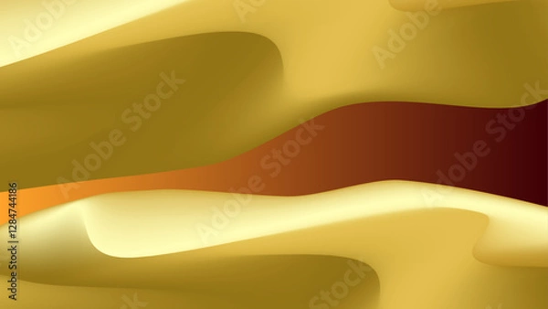 Obraz An abstract digital illustration featuring a gradient sphere blending rich hues of gold, orange, deep purple, and red against a brown gradient background. The design has a fluid, 