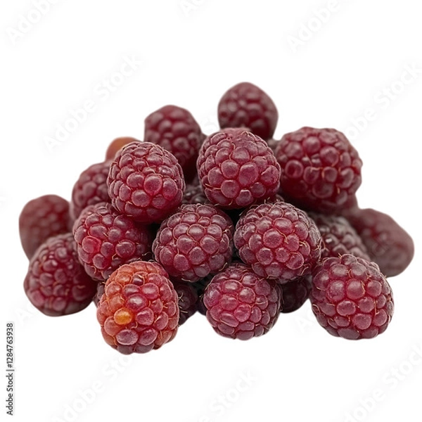 Fototapeta A Handful of Ripe Raspberries with Deep Red Color Isolated on Transparent Background
