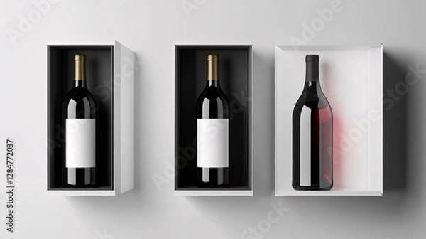 Fototapeta Elegant Wine Bottles in Minimalist Packaging Mockup