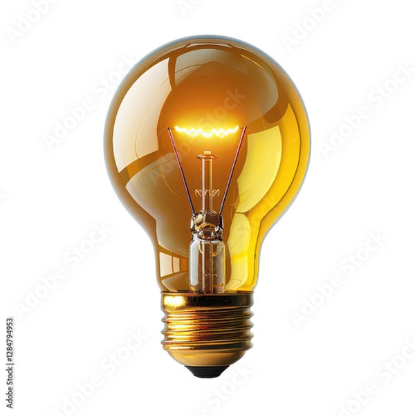 Fototapeta yellow light bulb isolated on transparent background,PNG