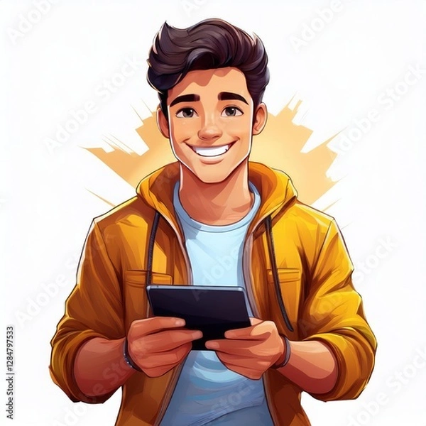 Obraz Caricatura de un estudiante universitario.