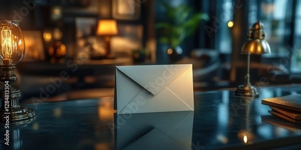 Fototapeta Mysterious Envelop on a Dark Desk