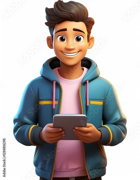 Obraz Caricatura de un estudiante universitario.