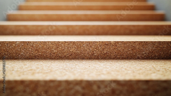 Fototapeta A seamless arrangement of cork wall tiles, symbolizing eco-friendly soundproofing and acoustic insulation, creating a sleek and modern backdrop for contemporary interiors