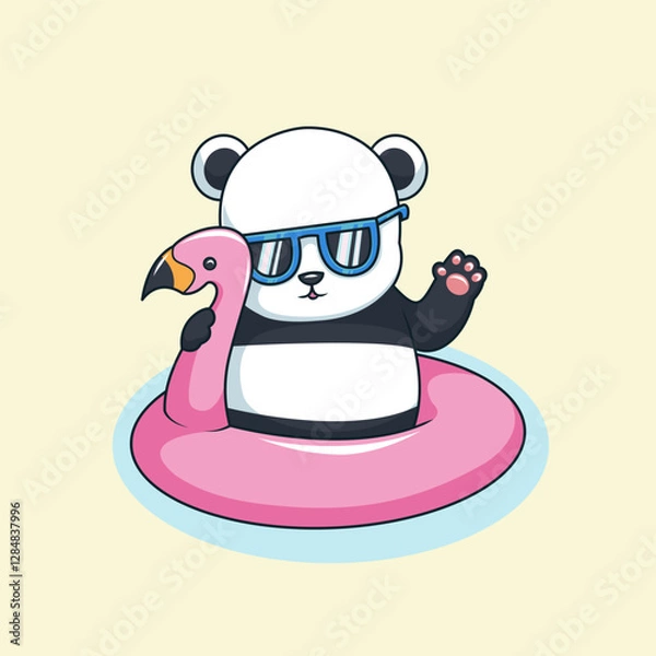 Obraz Chill Panda on a Flamingo 