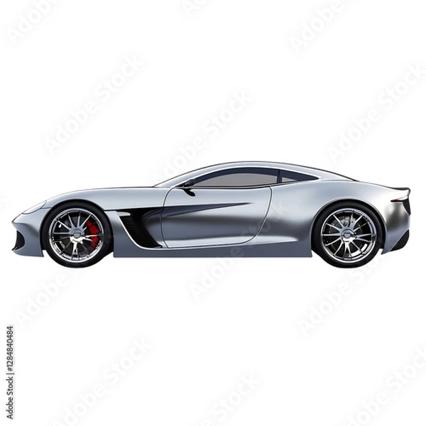 Obraz Sleek Silver Coupe Isolated on Transparent Background