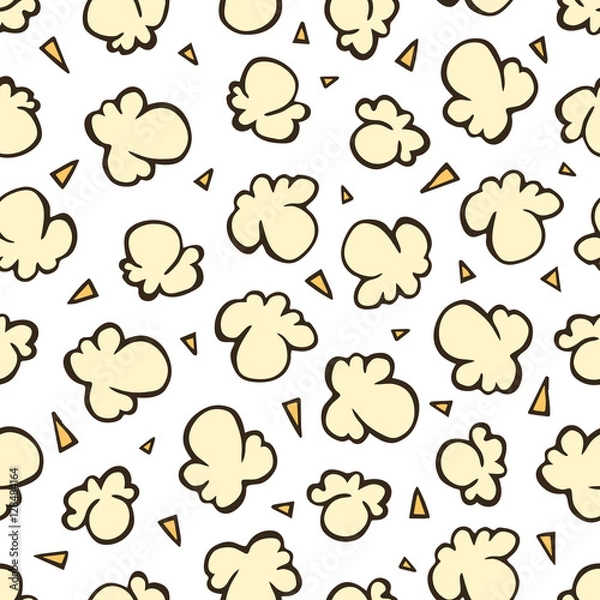 Fototapeta Popcorn w stylu vintage na białym tle. Bezszwowe ręcznie rysowane wektor wzór w stylu retro.