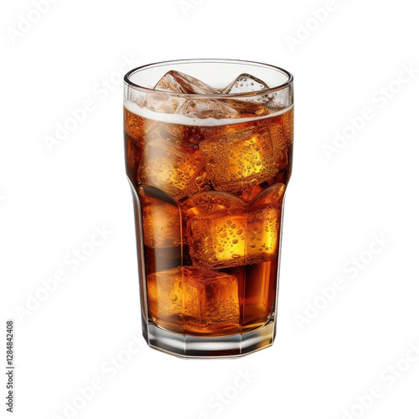 Fototapeta cola with ice isolated on transparent background, PNG