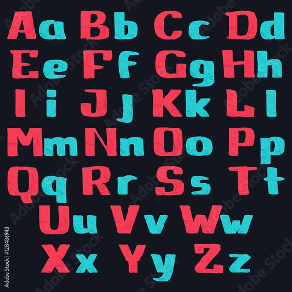 Fototapeta Alphabet letters hand drawn with bold brush.