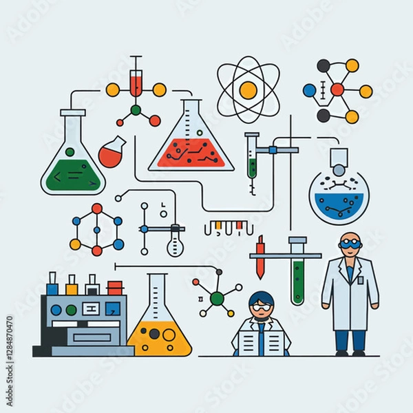 Obraz vector icons for laboratory environment for studying various scientific disciplines Chemistry flask 
