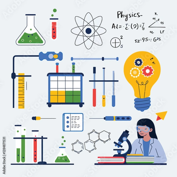 Obraz vector icons for laboratory environment for studying various scientific disciplines Chemistry flask 
