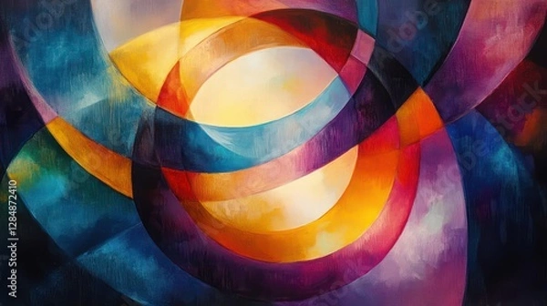 Fototapeta Oil painting artistic image of colorful connection abstract symbol