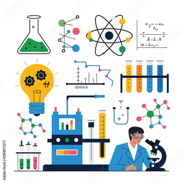 Obraz vector icons for laboratory environment for studying various scientific disciplines Chemistry flask 
