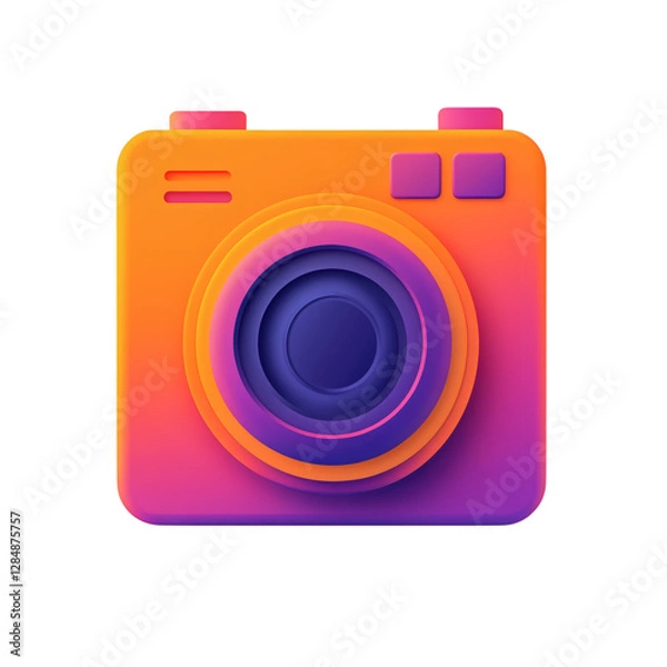 Fototapeta A Flat Instagram Icon with Solid Orange and Purple H Isolated on Transparent Background