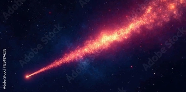 Obraz Comet's tail shining bright against starry background, astronomical, comet tail